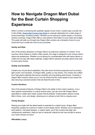 How to Navigate Dragon Mart Dubai for the Best Curtain Shopping Experience