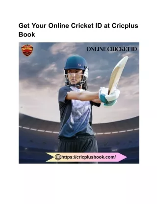 Get Your Online Cricket ID at Cricplus Book