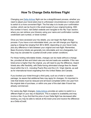 How To Change Delta Airlines Flight