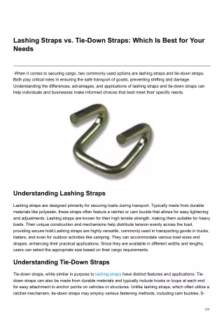 Lashing Straps vs Tie-Down Straps Which Is Best for Your Needs