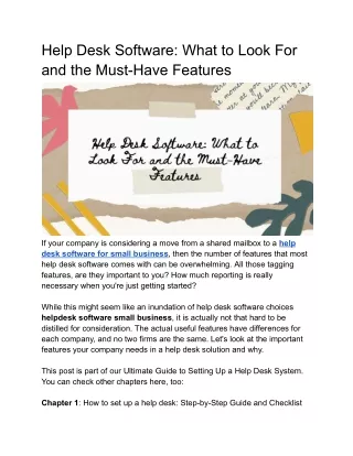 help desk software what to look for and the must