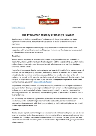 The Production Journey of Dhaniya Powder