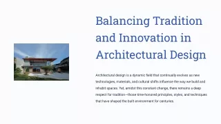 Balancing Tradition and Innovation in Architectural Design