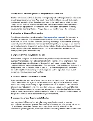 Industry Trends Influencing Business Analyst Classes Curriculum