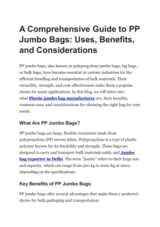 a comprehensive guide to pp jumbo bags uses