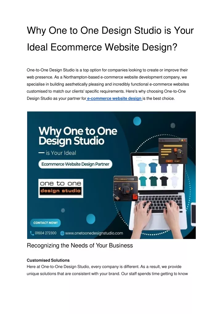 why one to one design studio is your ideal ecommerce website design