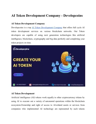 ai token development company developcoins