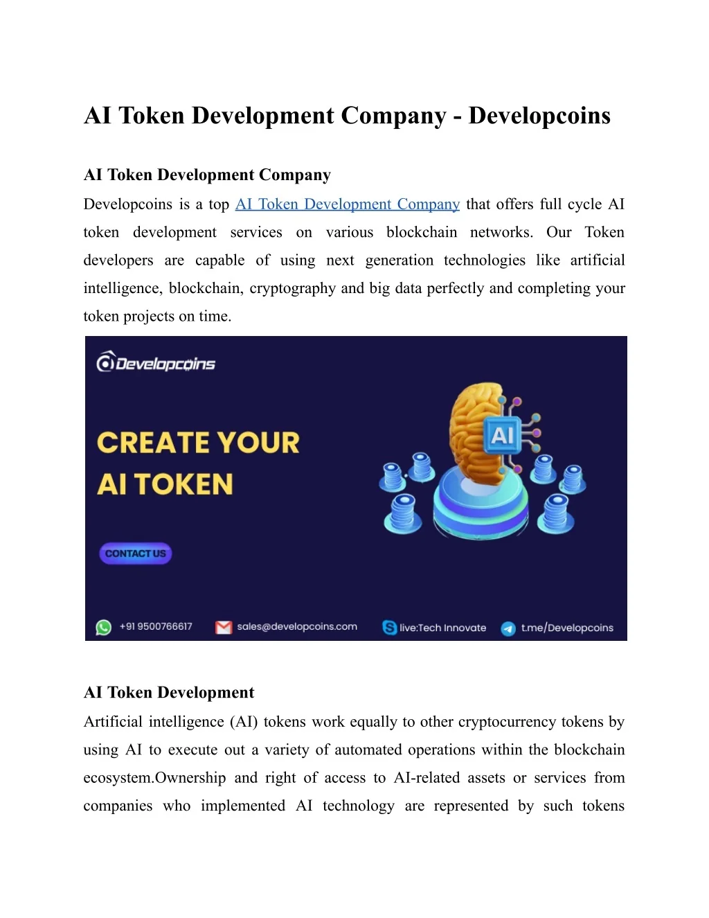 PPT - AI Token Development Company - Developcoins PowerPoint ...