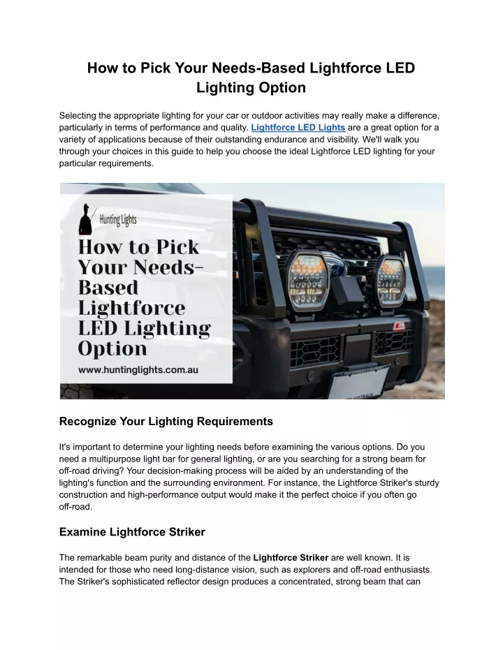 how to pick your needs based lightforce