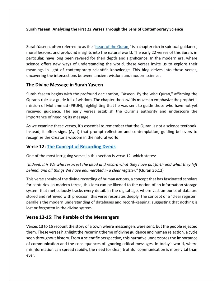 surah yaseen analyzing the first 22 verses