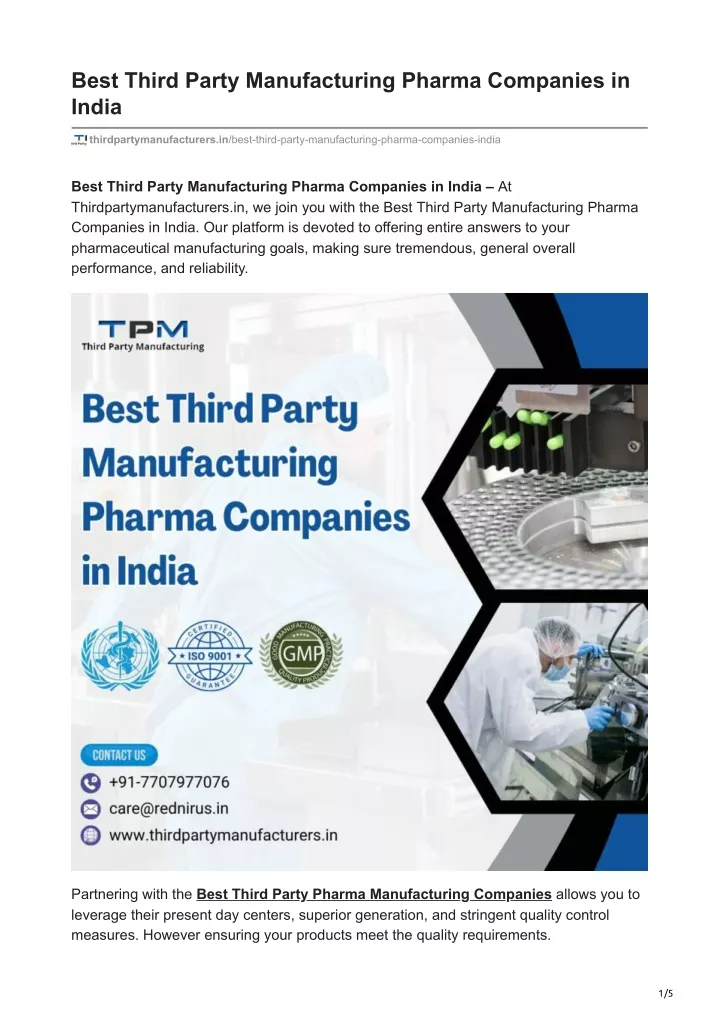 best third party manufacturing pharma companies