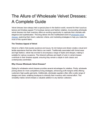 Wholesale Velvet Dresses