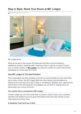 Stay in Style Book Your Room at MC Lodges