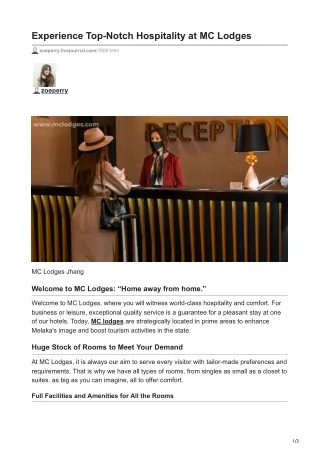 Experience Top-Notch Hospitality at MC Lodges