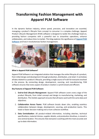 Transforming Fashion Management with Apparel PLM Software