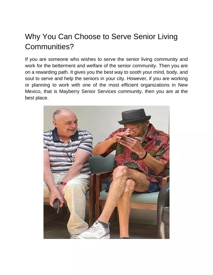 why you can choose to serve senior living