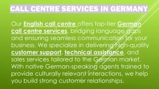 Call Centre services in Germany