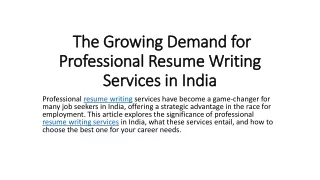 The Growing Demand for Professional Resume Writing Services in India