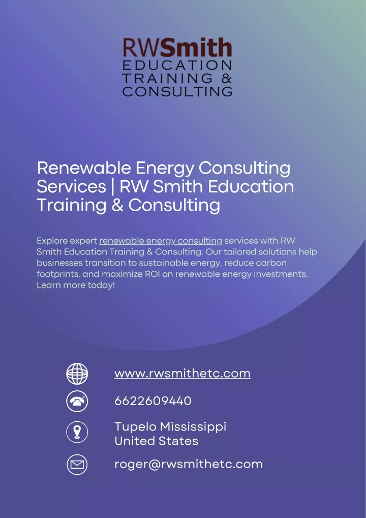 renewable energy consulting services rw smith