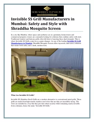 Premium Invisible SS Grill Manufacturers in Mumbai for Stylish Security