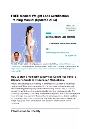 free medical weight loss certification training