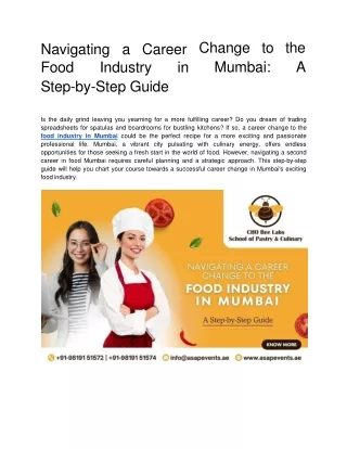 Navigating a Career Change to the Food Industry in Mumbai: A Step-by-Step Guide
