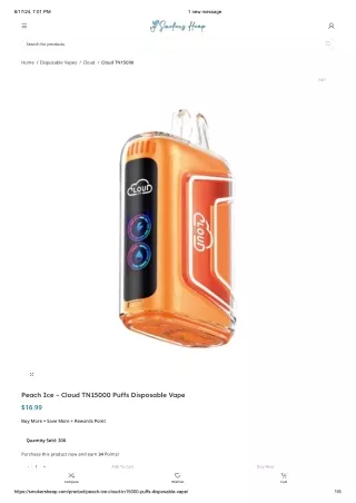 Buy Disposable Vape Peach Ice – Cloud TN15000 Puffs Disposable Vape $16.99
