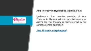 Aba Therapy In Hyderabad  Ignitio.co.in