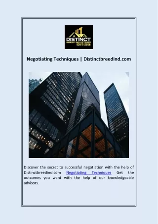 Negotiating Techniques  Distinctbreedind com