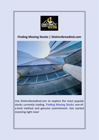 Finding Moving Stocks  Distinctbreedind.com