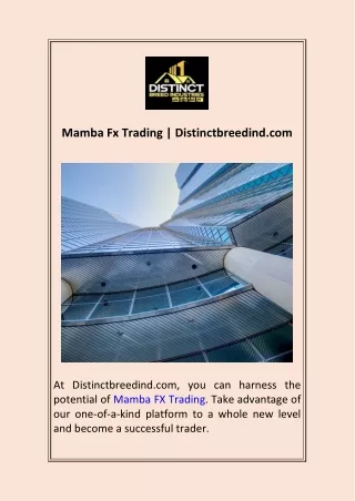 Mamba Fx Trading  Distinctbreedind.com