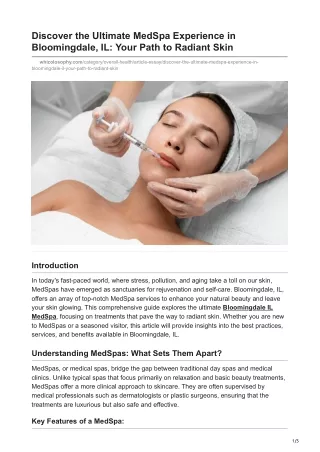 Discover the Ultimate MedSpa Experience in Bloomingdale IL Your Path to Radiant Skin