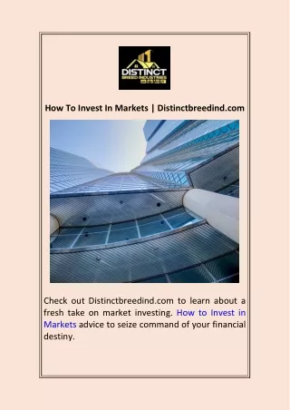 How To Invest In Markets  Distinctbreedind.com
