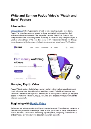 Write and Earn on PayUp Video's _Watch and Earn_ Feature