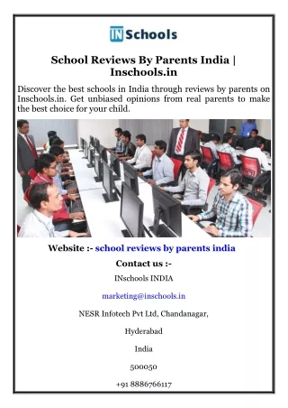 School Reviews By Parents India  Inschools.in