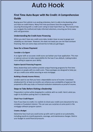 first time auto buyer with no credit