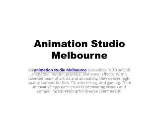 Animation Studio Melbourne