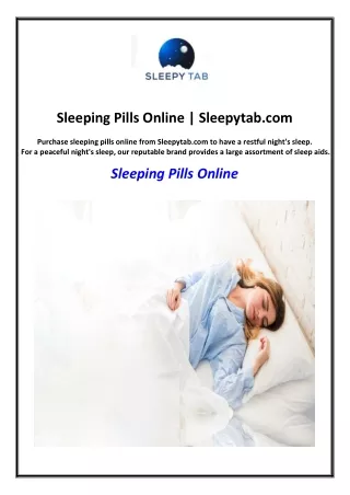 Sleeping Pills Online | Sleepytab.com