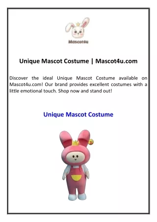 Unique Mascot Costume  Mascot4u.com