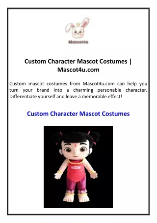 Custom Character Mascot Costumes  Mascot4u.com
