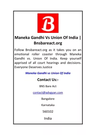 maneka gandhi vs union of india bnsbareact org