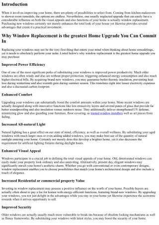 Why Window Replacement is actually the very best Home Upgrade You Can Easily Inv