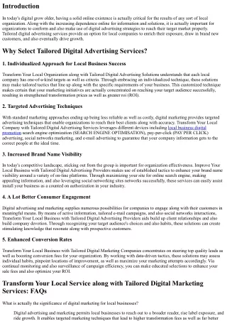 Transform Your Local Company along with Tailored Digital Advertising Providers