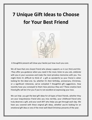 7 Unique Gift Ideas to Choose for Your Best Friend