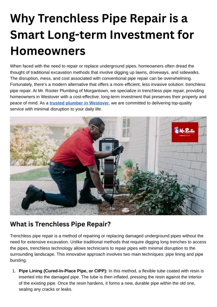 why trenchless pipe repair is a smart long term