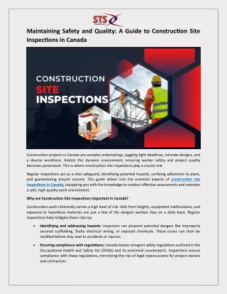 Maintaining Safety and Quality - A Guide to Construction Site Inspections in Canada