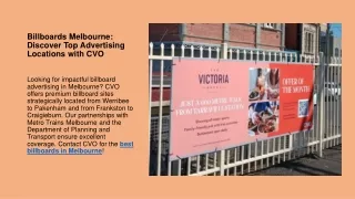 Billboards Melbourne Discover Top Advertising Locations with CVO