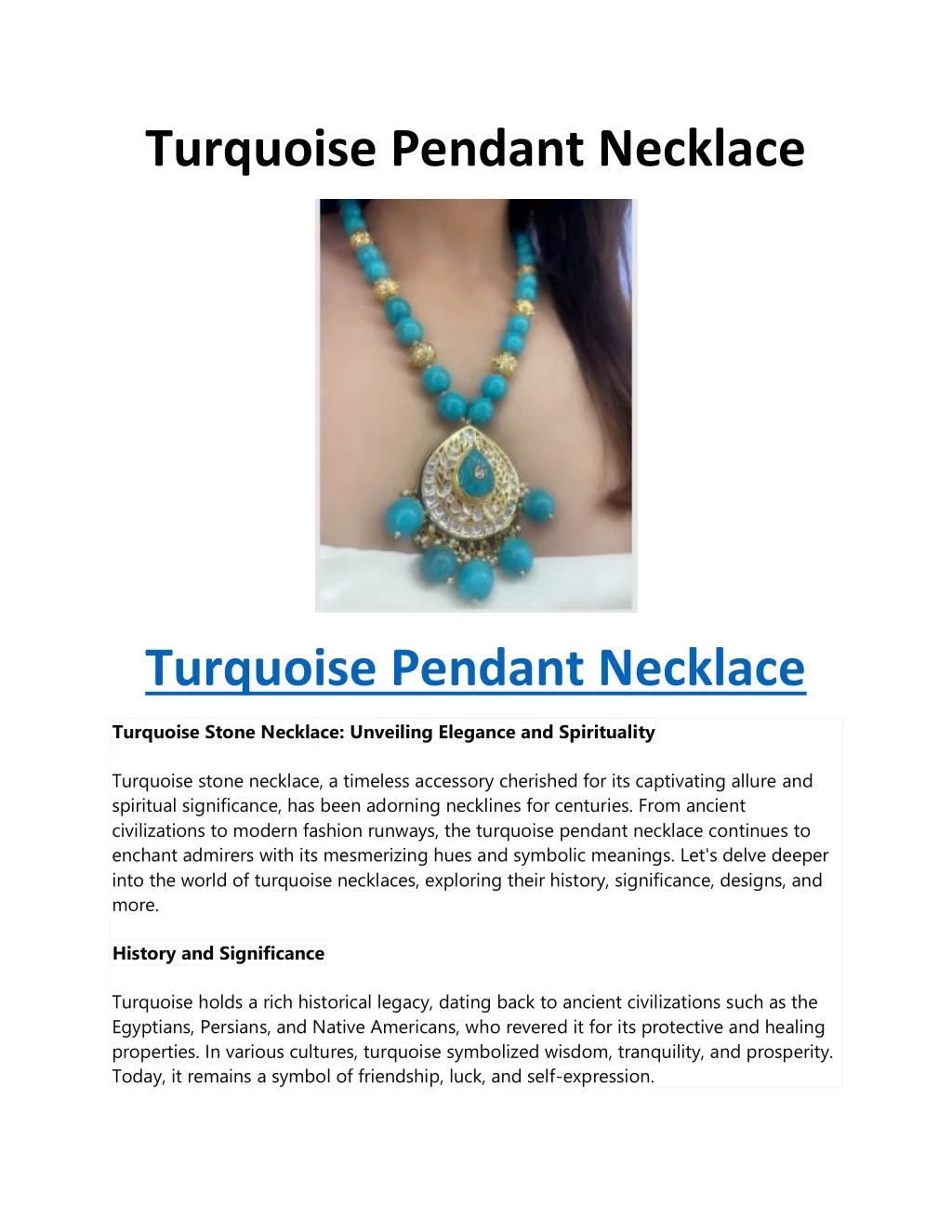 Turquoise Powerpoint Slide PPT - Turquoise Pendant Necklace PowerPoint Presentation, free download ...