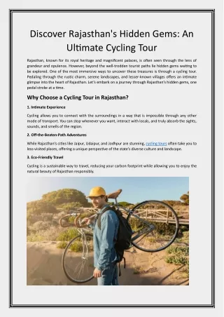Discover Rajasthans Hidden Gems An Ultimate Cycling Tour
