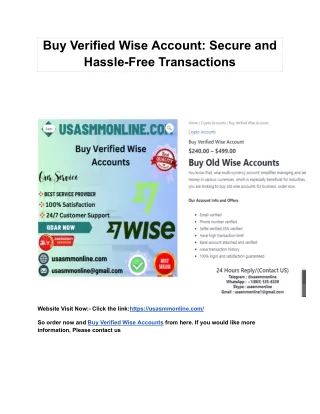 Buy Verified Wise Account_ Secure and Hassle-Free Transactions